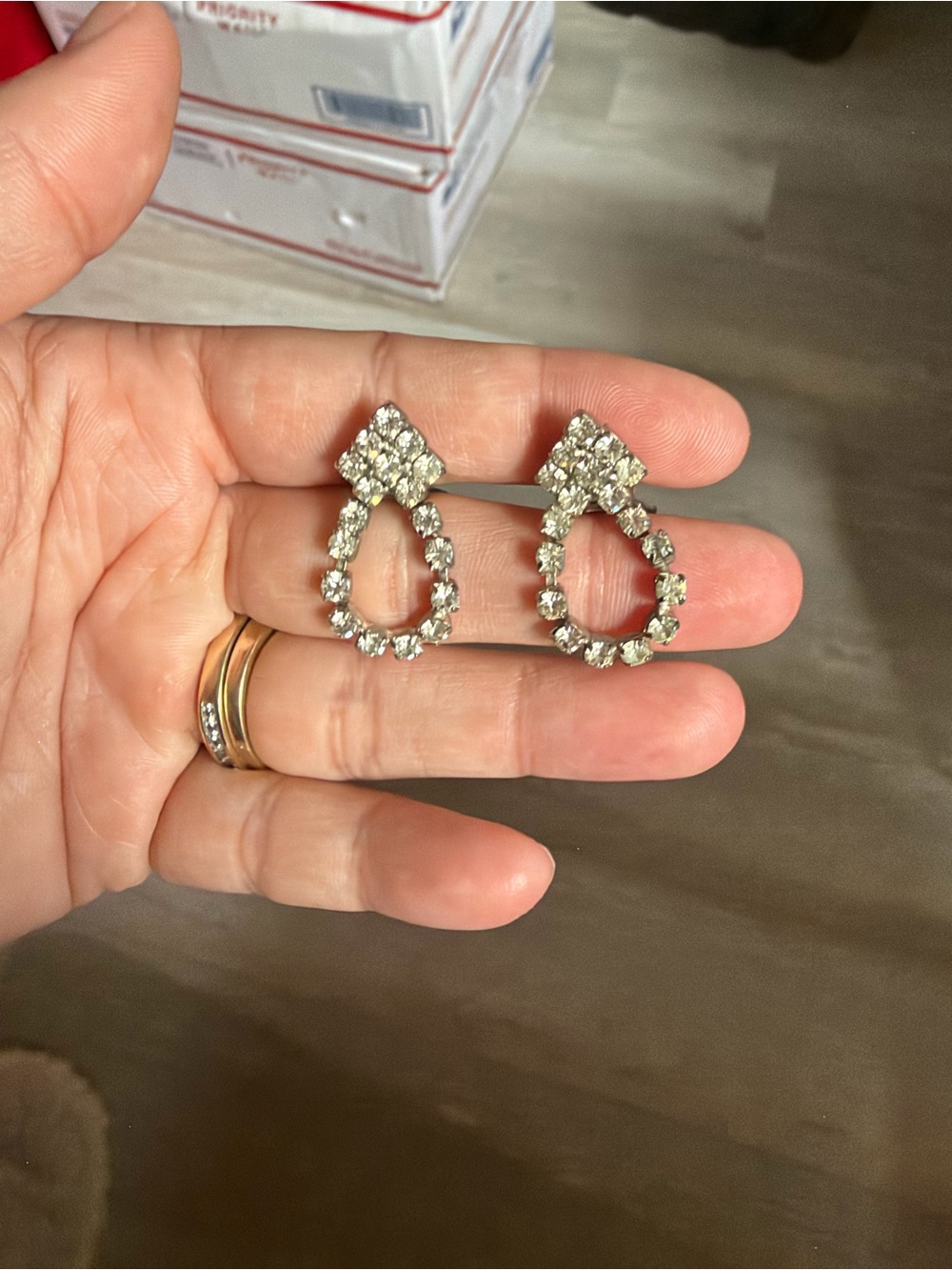 4/$100 Crystal Teardrop Drop Earrings - Silver Tone